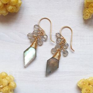 Boucles d'Oreilles Labradorite en gold-filled 14K