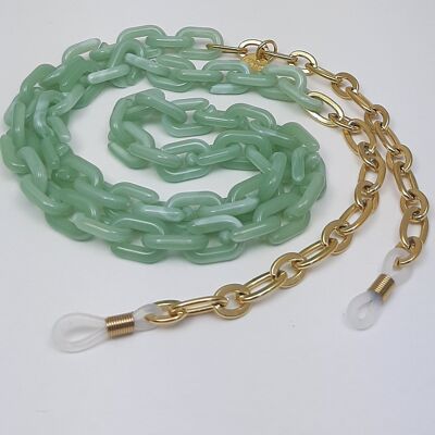 Cordón de gafas cadena acrílica chapado en oro verde jade