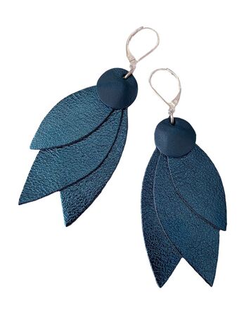 Boucles d'oreilles en cuir CELESTE Bleu pétrole 3