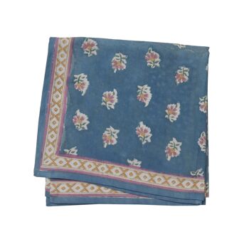 Foulard imprimé “fleurs indiennes” Belsa Blue 1