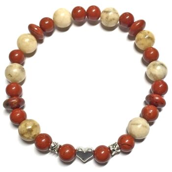 Bracelet en Jaspe Rouge & Feldspath