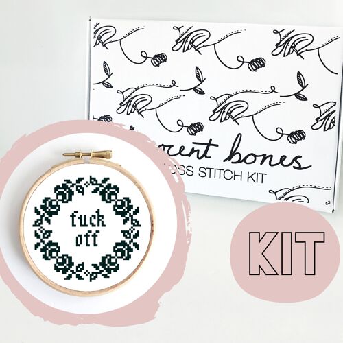 Fuck Off Floral Modern Cross Stitch Kit
