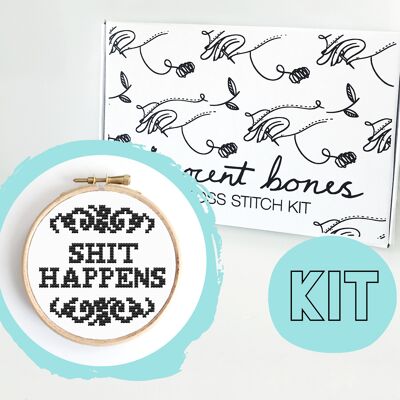 Shit Happens Modern Cross Stitch Kit