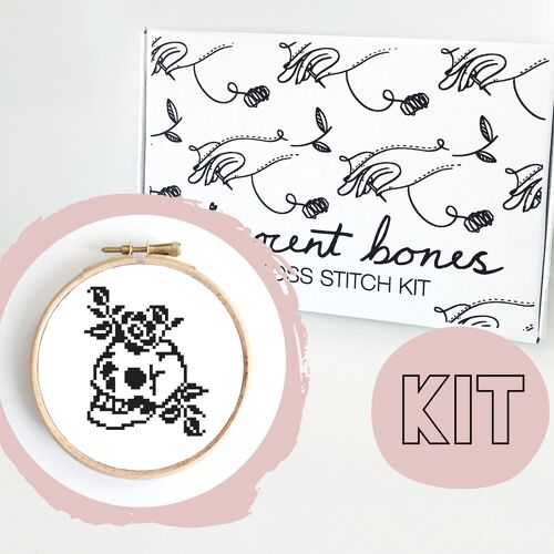 Skull and Roses Modern Cross Stitch Kit