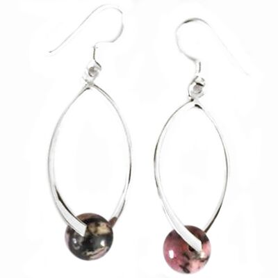 Boucles d'Oreilles en Rhodonite & Argent