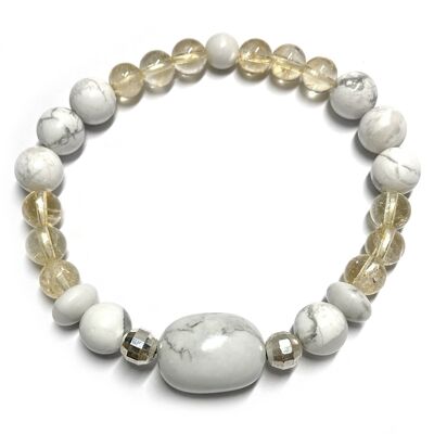 Bracelet Boules en Citrine & Howlite