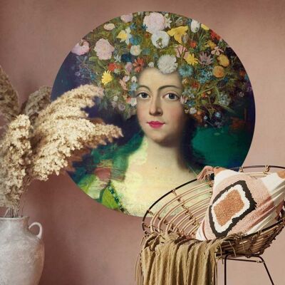 Muurcirkel Portret flower painting - Wallz