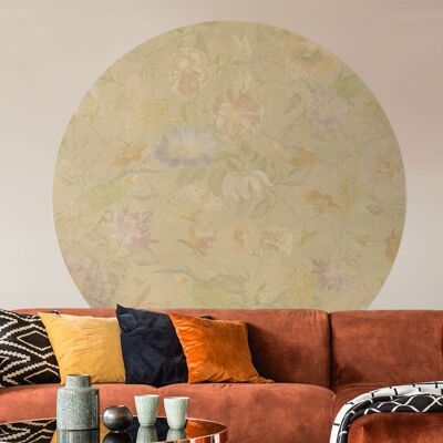 Muurcirkel Vintage bloemen patroon goud - Wallz