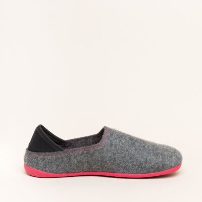 Wool Slip-On anthrazit raspberry 36–42