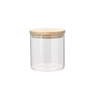 Boîte hermétique ronde
 0.50l verre borosilicate
 couvercle bois