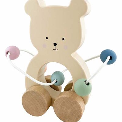 Pull along toy bear with abacus