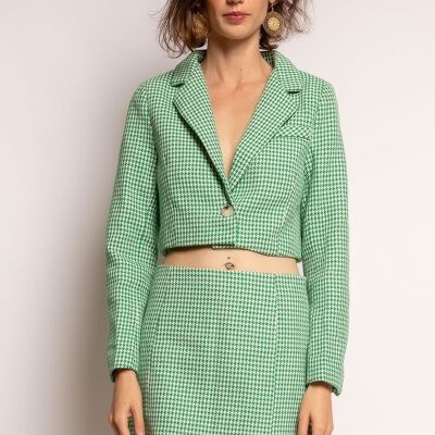 Cropped houndstooth blazer