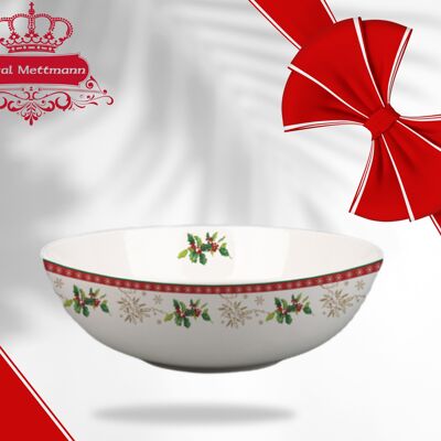 Presentation salad bowl in porcelain with Christmas motifs