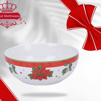 Presentation salad bowl in porcelain with fir motifs