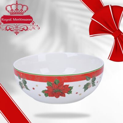 Presentation salad bowl in porcelain with fir motifs