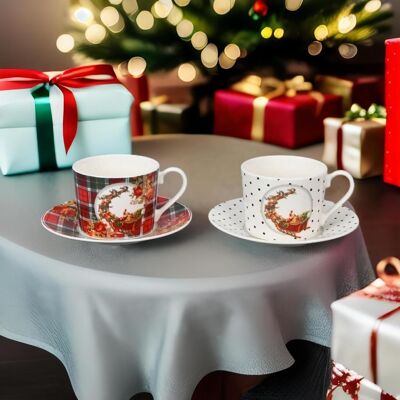 Service de tasses à café en porcelaine 12PCS motifs noël