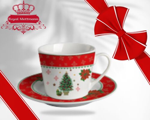 Service de tasses à café en porcelaine 12PCS motifs sapin