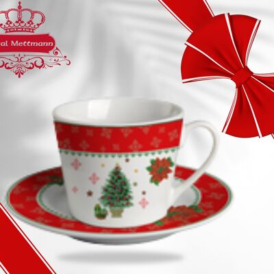 12PCS porcelain coffee cup service with fir tree motifs