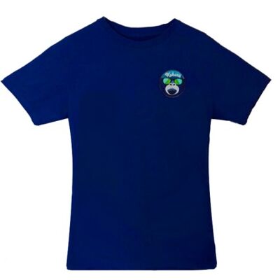 T-shirt bleu roi visage de singe