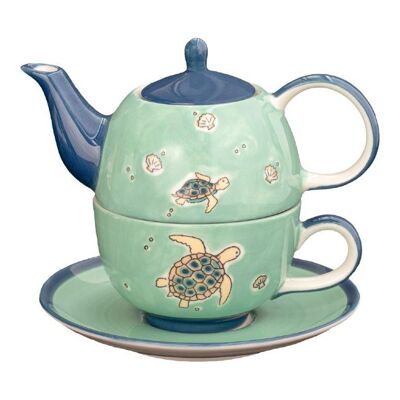 Tea for one Kanne Ocean Love  - Keramik Geschirr - handbemalt