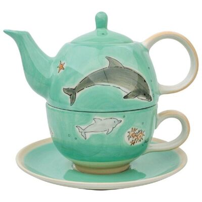 Tea for one Kanne Ocean Dream  - Keramik Geschirr - handbemalt