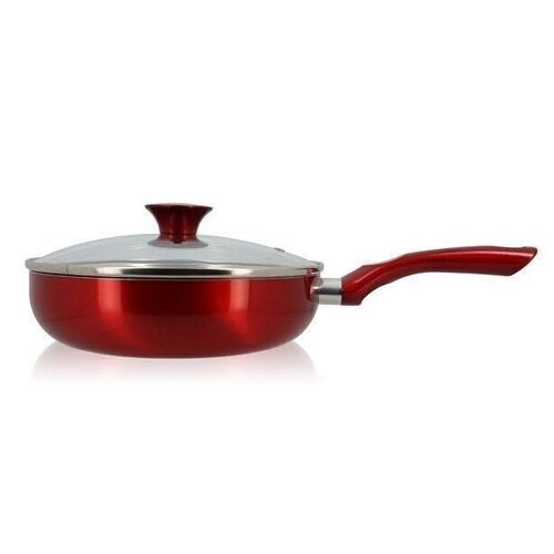 Sauteuse 24cm aluminium
 avec couvercle cerise
 compatible induction