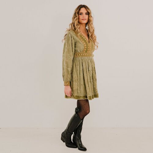 Velvet Short Dress Verde