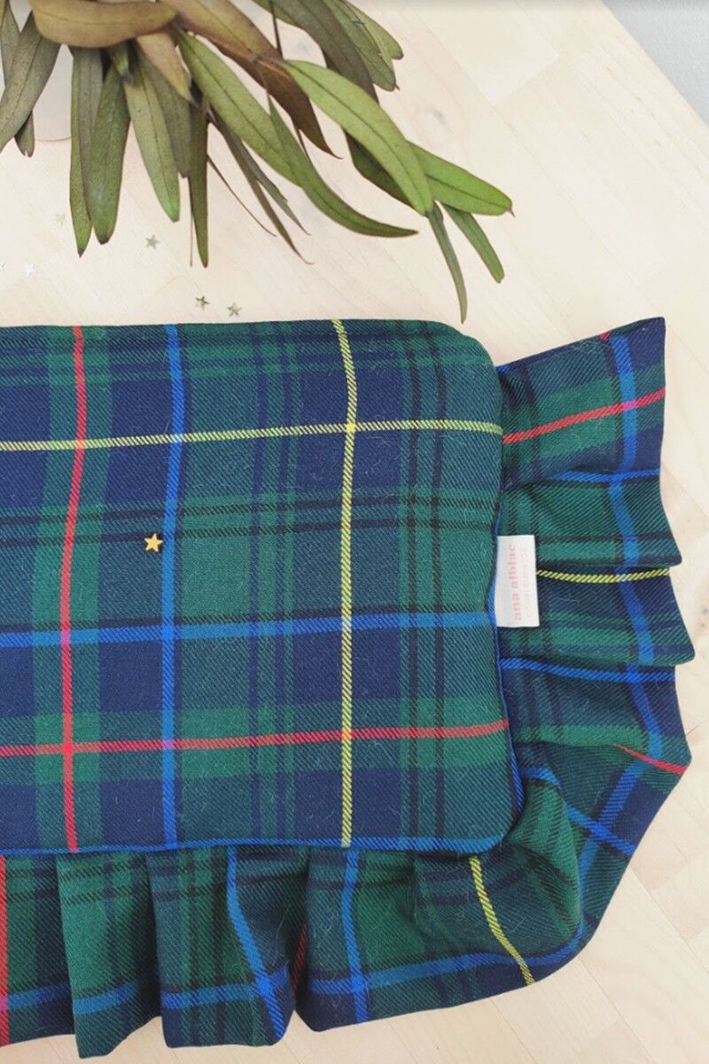 Pochette scozzese blu e verde a quadri