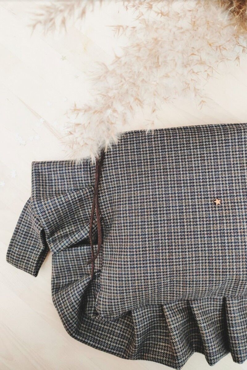 Clutch marrone tartan check