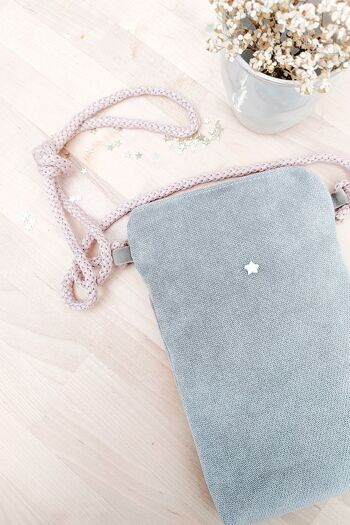 Sac mobile en velours gris