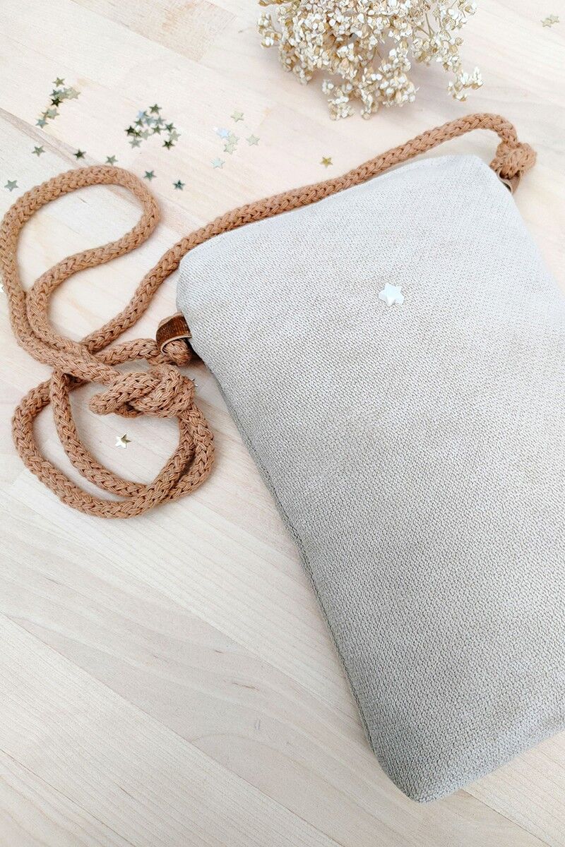 Borsa mobile in velluto marrone chiaro