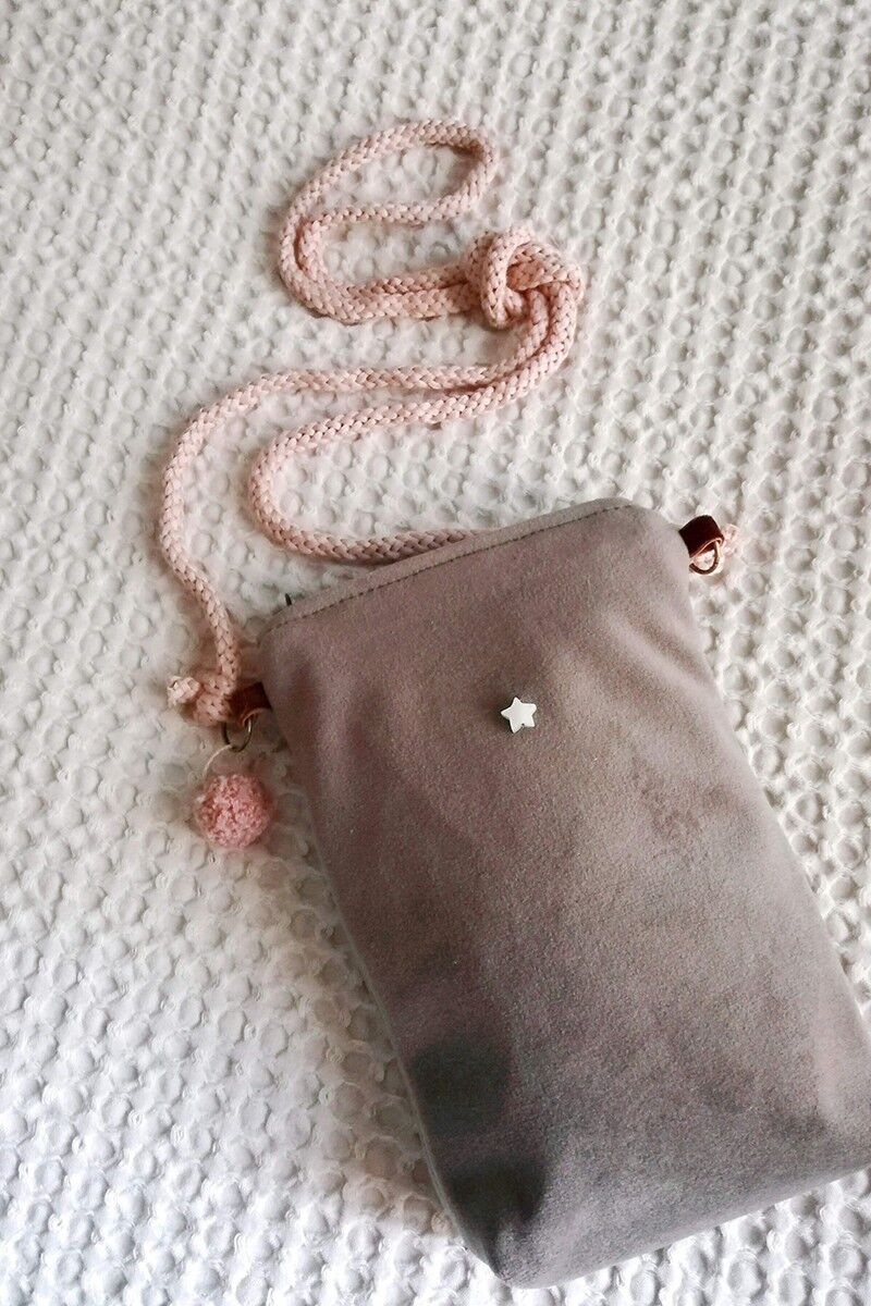 Borsa per cellulare in velluto di visone