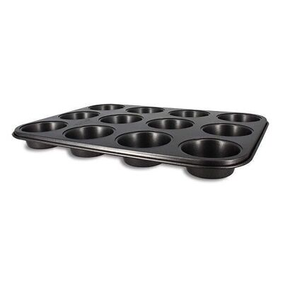 12 MUFFIN PLATE
 STEEL AMANDINE
 ANTI-STICK CARBON