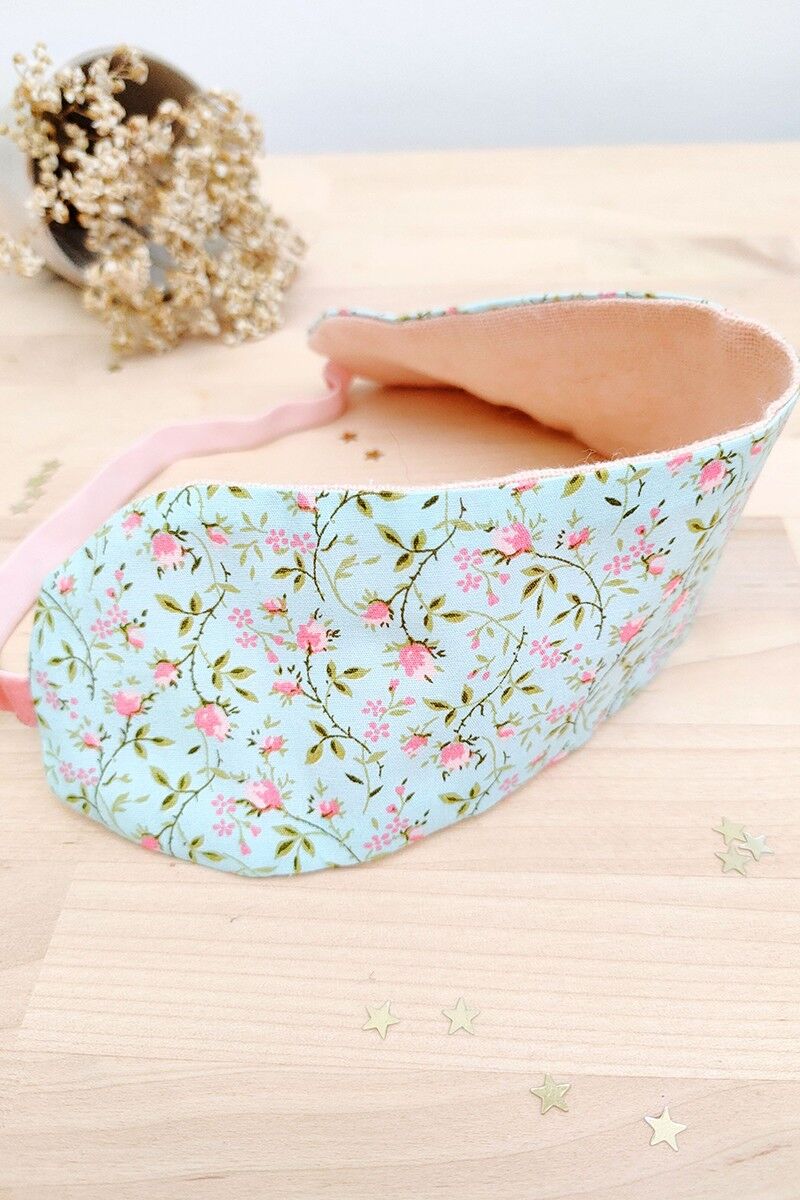 Cerchietto a fiore bicolore rosa/turchese