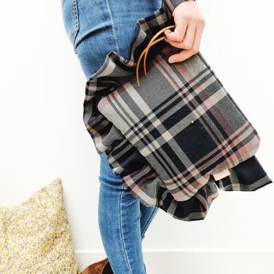 Pochette Maui tartan marine carré/tuile