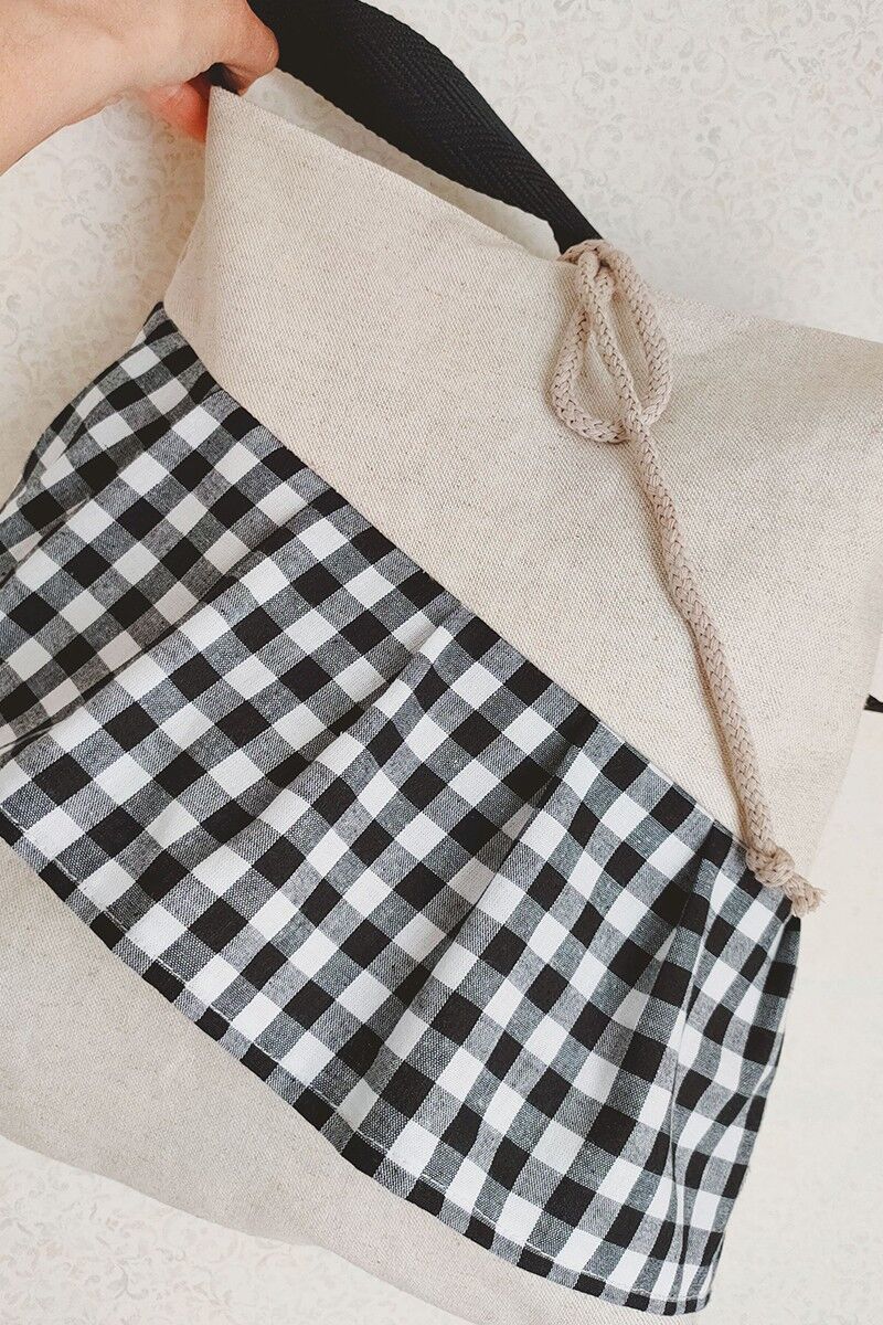 Borsa Samoa bicolore: sabbia/percalle nero