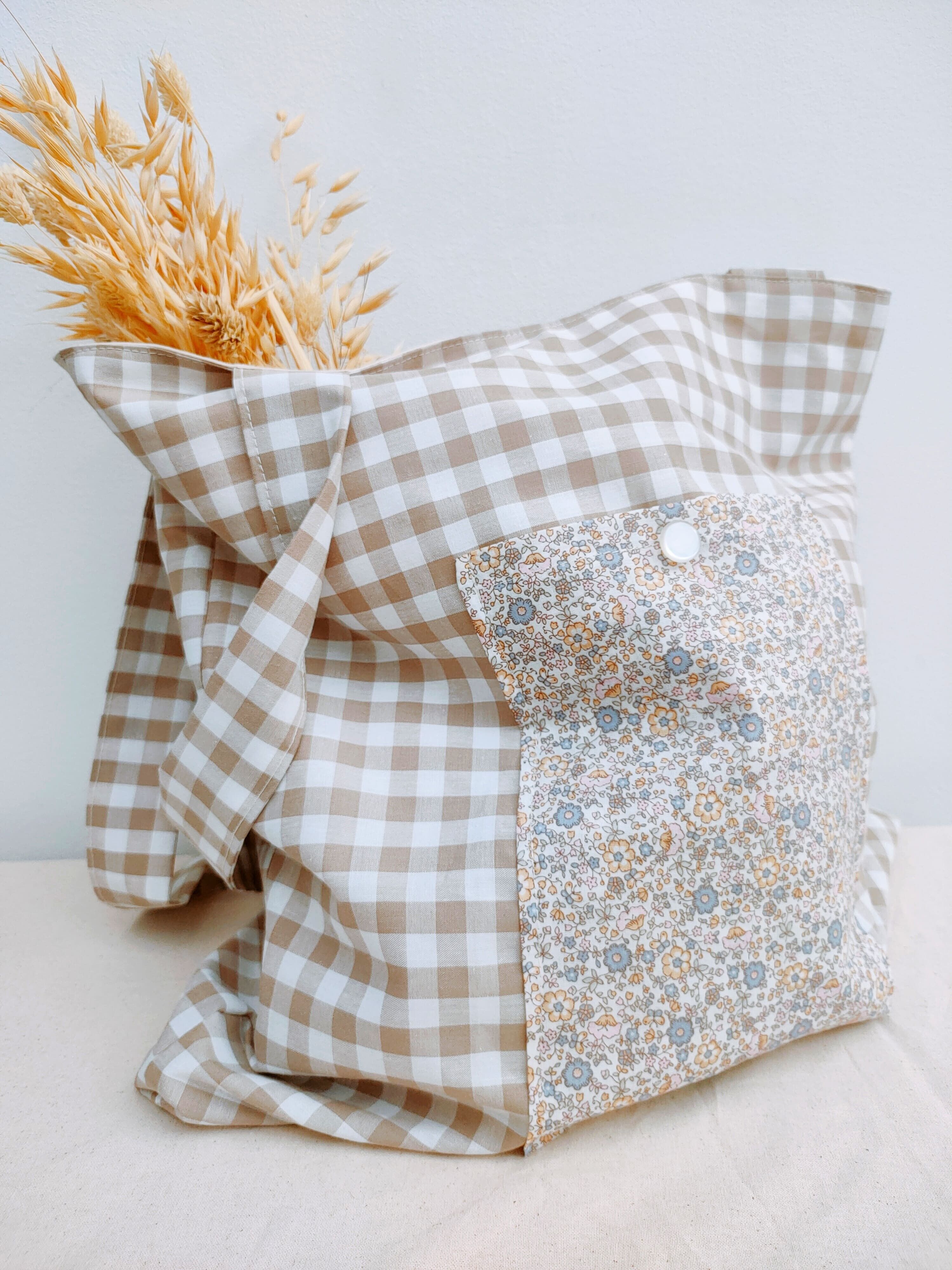 Borsa tascabile a quadretti sabbia