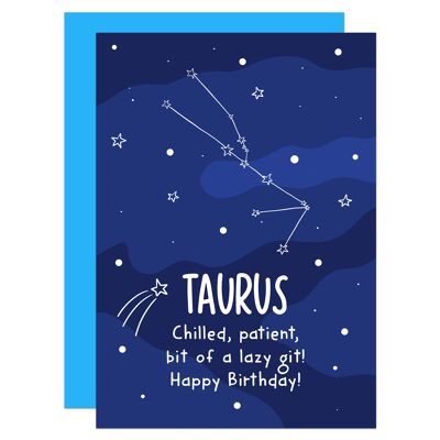 Taurus Rude Star Sign Zodiac Birthday A6 Card