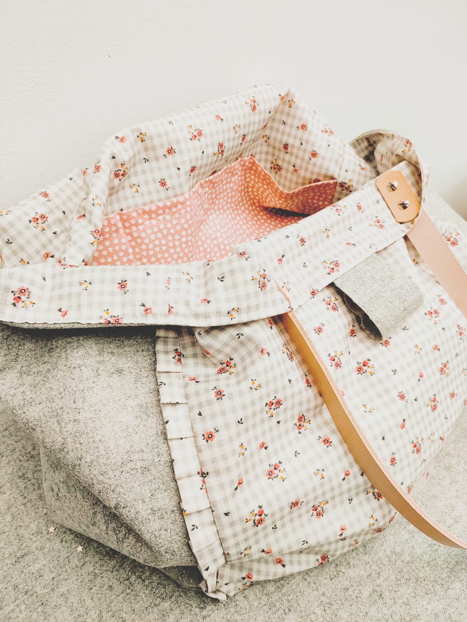 Maxi borsa a quadretti grigio country