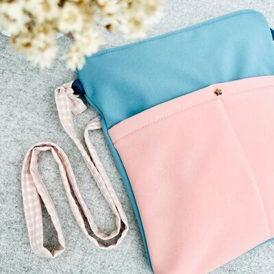 Borsa Capri in neoprene rosa/azzurro mare