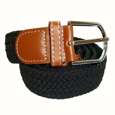 Ceinture élastiquée tissée noire unie