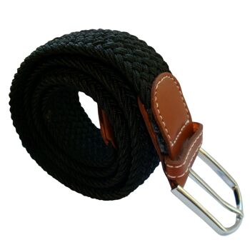 Ceinture élastiquée tissée noire unie 3