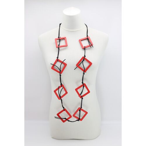 Geometric Necklace - Big Squares - Red