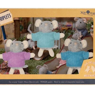 Peluche per bambini - Triplette di topi (8 cm) - The Mouse Mansion