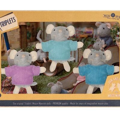 Peluche pour enfants - Triplettes de souris (8 cm) - The Mouse Mansion