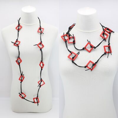 Collar Geométrico - Cuadrados Pequeños - Rojo