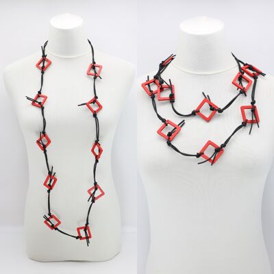 Geometric Necklace - Small Squares - Red