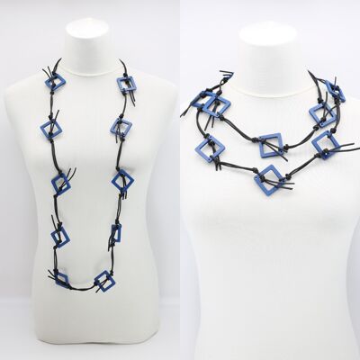 Geometric Necklace - Small Squares - Pantone Classic Blue