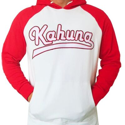 Red Embroidery Logo Hoodie White sleeves/body