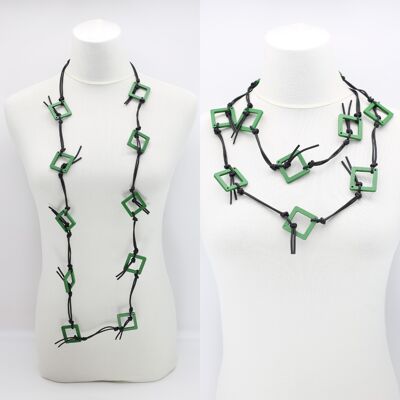 Geometric Necklace - Small Squares - Spring Green